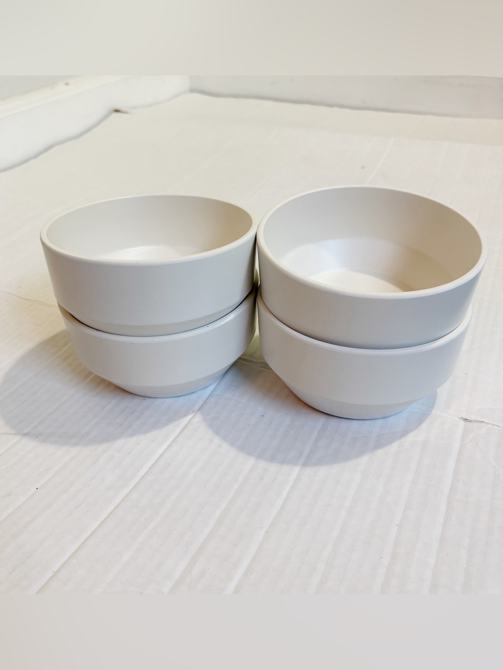 West Elm Aaron Probyn Modern Melamine Outdoor Cereal Bowl Set of 4 Stone White